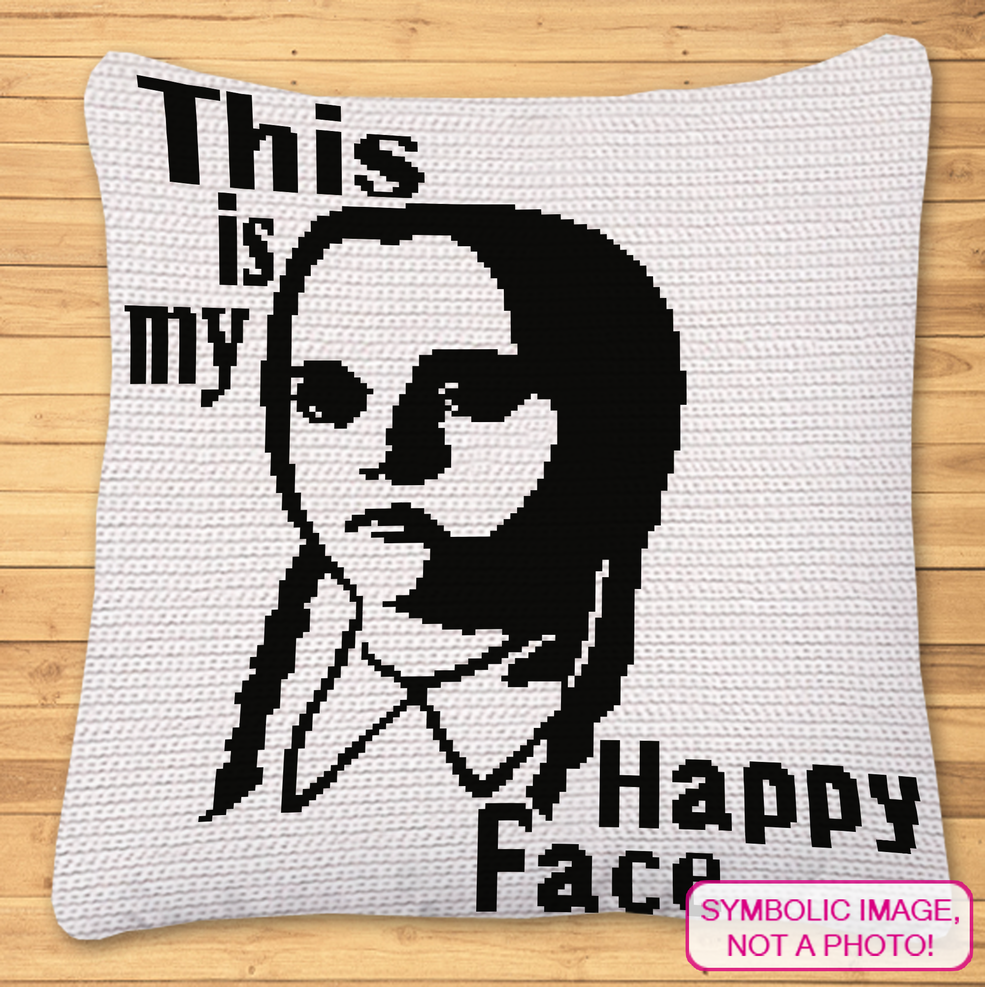 Add a dash of sarcasm to your decor with the Wednesday-themed 'This is My Happy Face' SC crochet pillow pattern. Perfect for fans of dark humor and gothic style, this bold pillow design is both fun and moody. 

Click to learn more!