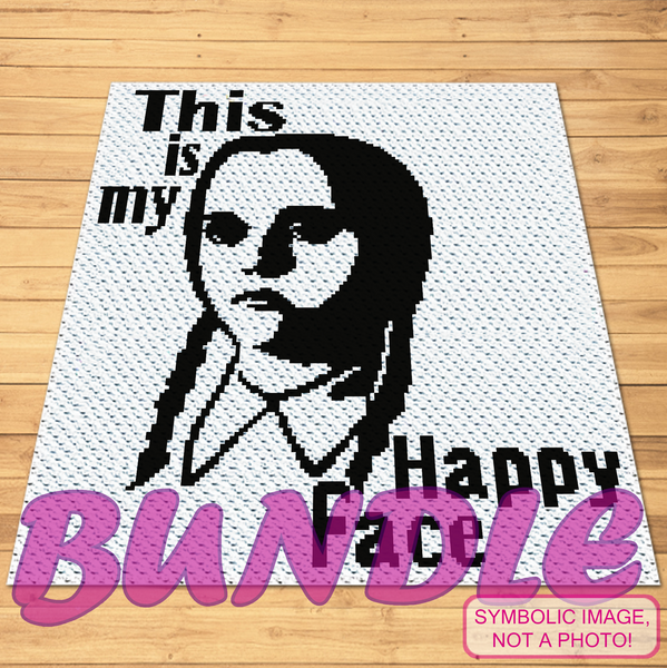 Get the best of both worlds with the 'This is My Happy Face' Wednesday crochet bundle, featuring both SC and C2C blanket patterns. Perfect for fans of dark humor and creative crochet projects. 

Click to learn more!