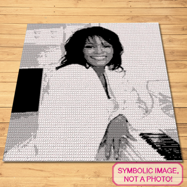 Turn your favorite pastime into a homage to Whitney Houston with my Crochet Blanket Pattern. Shop now and let your love for the star shine in every stitch.  Celebrity Crochet Whitney Houston Pattern is a Graph Pattern with Written Instructions for Crochet Blanket, PDF Digital Files. Click to learn more!