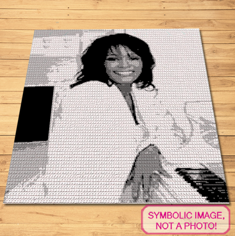 Turn your favorite pastime into a homage to Whitney Houston with my Crochet Blanket Pattern. Shop now and let your love for the star shine in every stitch.  Celebrity Crochet Whitney Houston Pattern is a Graph Pattern with Written Instructions for Crochet Blanket, PDF Digital Files. Click to learn more!