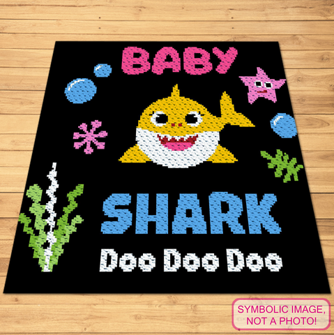 Bring the catchy and beloved tune to life with the Baby Shark C2C (Corner-to-Corner) Blanket Pattern!  This delightful design features the cheerful Baby Shark character along with playful underwater elements, perfect for adding a splash of fun to any room. Click for more!