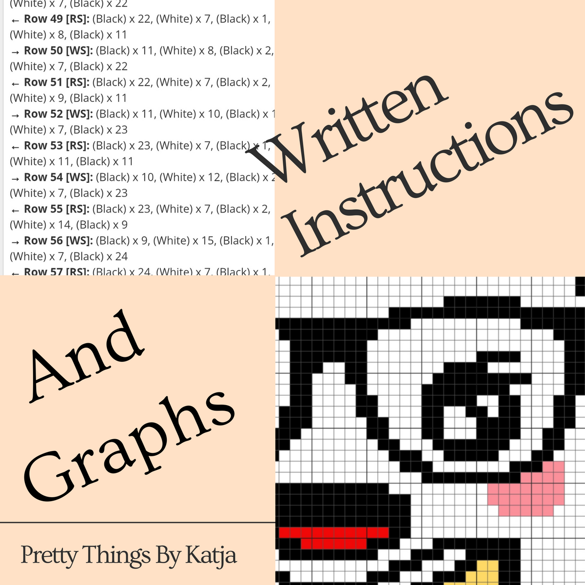 Preview of written row-by-row instructions and crochet graph included with the Bookish Ghost SC pattern.