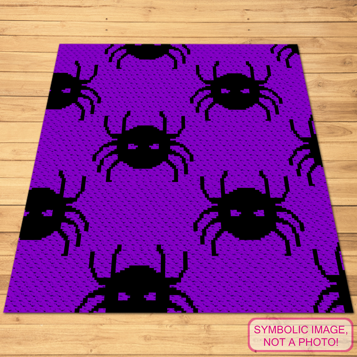 Create a bold Halloween blanket with the Spiders C2C Crochet Pattern, featuring a repeating seamless spider design in violet and black. This beginner-friendly pattern is designed for corner-to-corner crochet and makes a striking spooky blanket for Halloween décor.