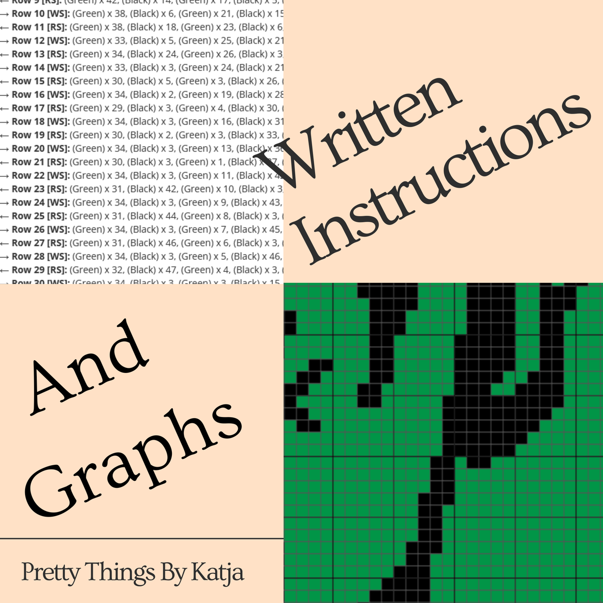 Frankenstein crochet graph and written row-by-row instructions preview