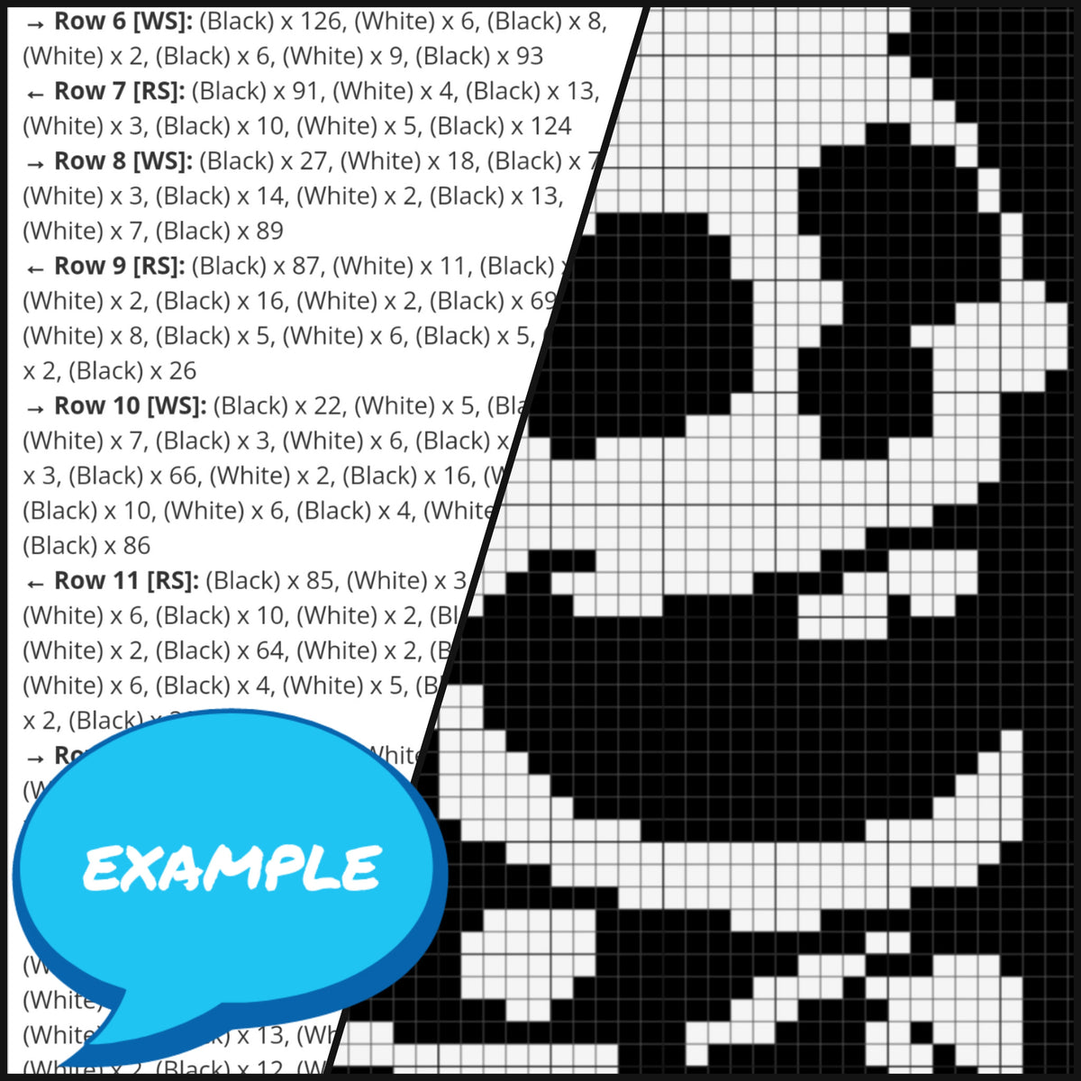 Halloween Monster Truck SC crochet pattern preview with written row-by-row instructions and graph chart.