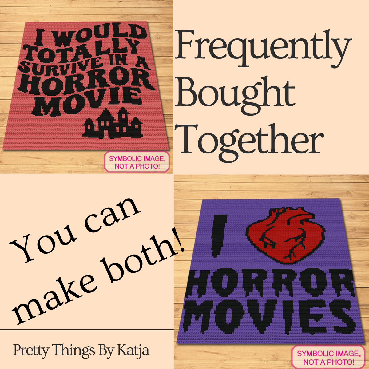 Horror Movie crochet pattern shown with matching horror crochet design bundle