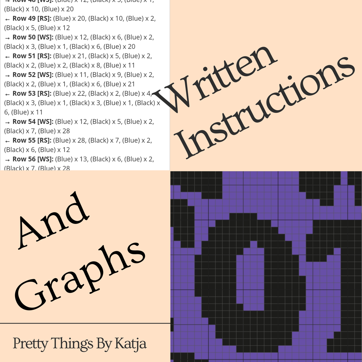 Horror Movie tapestry crochet pattern with written instructions and graph preview