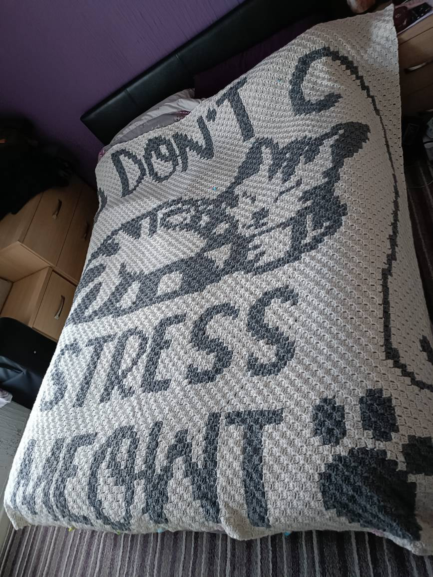 Don't Stress - Crochet BUNDLE: C2C Cat Blanket Pattern, Crochet Pillow Pattern
