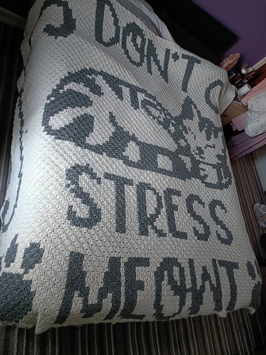 Don't Stress - Crochet BUNDLE: C2C Cat Blanket Pattern, Crochet Pillow Pattern