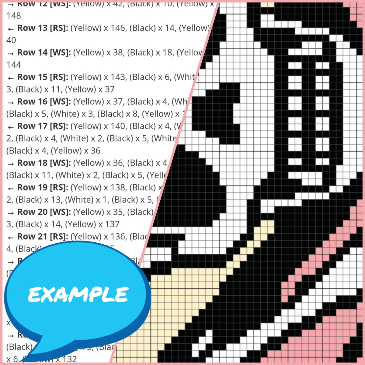 Skeleton Butterfly crochet graphgan pattern preview with written row-by-row instructions and color graph