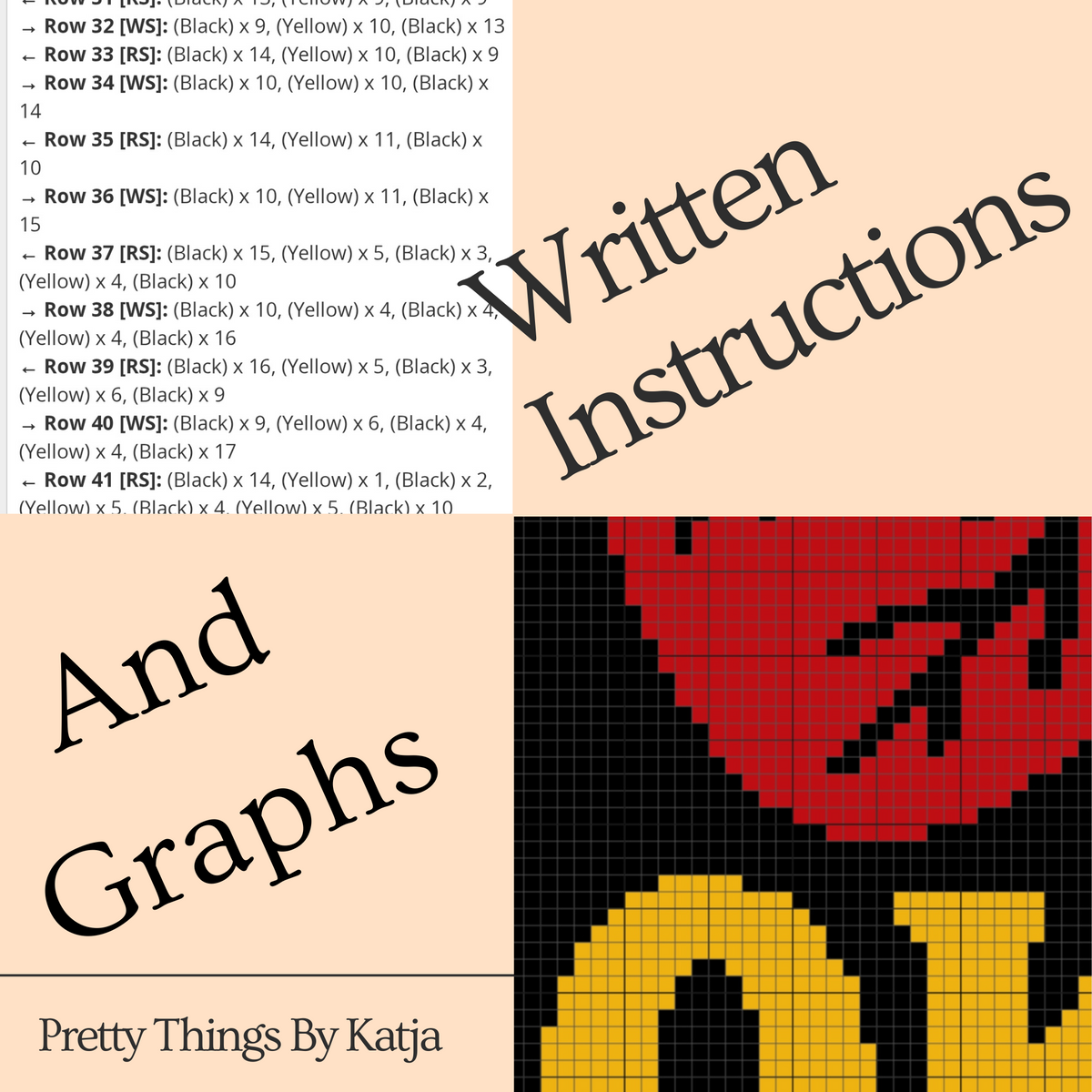 Spooky Nights crochet pattern includes written row instructions and color graph for the C2C design