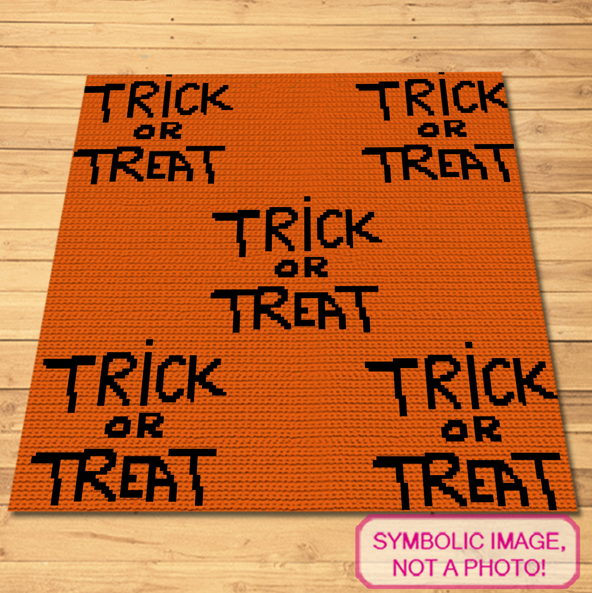Trick or Treat seamless Halloween single crochet blanket pattern in orange and black