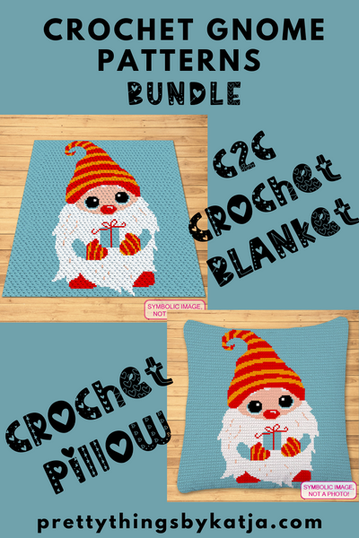 Christmas Crochet Gnome Pattern Bundle - C2C blanket pattern, and Tapestry Crochet Blanket & Pillow Pattern with Written Instructions. Click to learn more!