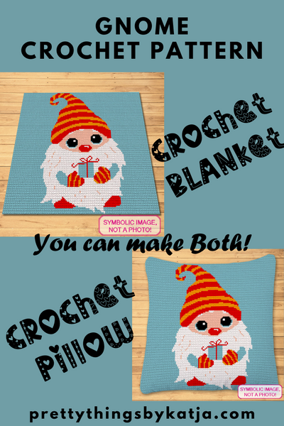 Christmas Crochet Gnome Pattern Bundle - C2C afghan, and Tapestry Crochet Blanket & Pillow Pattern with Written Instructions. Click to learn more!