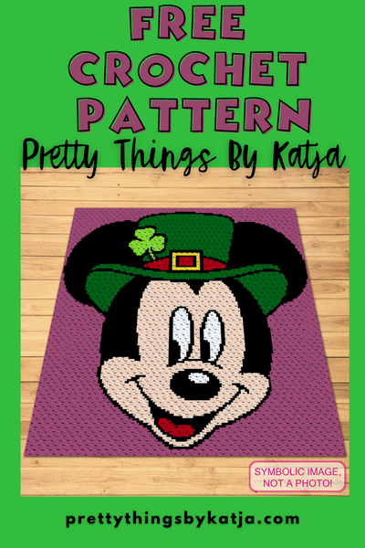 FREE PDF Download C2C Disney Crochet Pattern - St. Patrick's Day FREE Crochet Pattern  This is a FREE Corner to Corner Mickey Mouse Pattern with Written Instructions. Click to learn more!