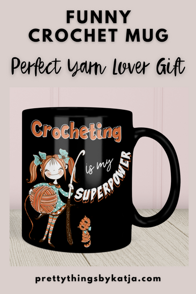 Warm-up with a nice cuppa out of this Crochet ceramic coffee mug. Make that "aaahhh!" moment when you finally get a chance to crochet even better with this cute Crochet Mug. This is the perfect gift for coffee, tea, and chocolate lovers who enjoy Crocheting and Yarn. A White Crochet Mug is also available. Click for more!