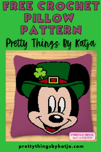 FREE Disney St. Patrick's Day Crochet Pattern - Mickey Mouse Crochet Pattern  This is a Tapestry Crochet Blanket Pattern. The Pattern also includes instructions to create the Pillow. Click to learn more!