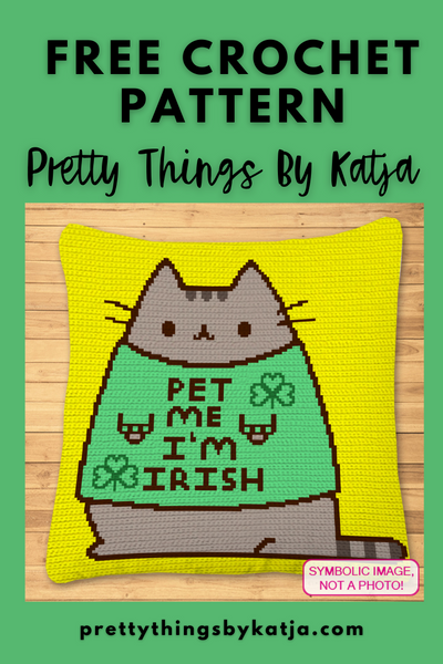 St. Patrick's Day FREE Crochet Pillow Pattern. PDF Download. Don't you just love this Cute Irish Cat Pattern. And it is FREE. How does it get any better than that? This FREE Pusheen Cat Crochet Pattern includes Graphs, and Written Instructions for a Crochet Blanket, and Crochet Pillow. Click to Download!