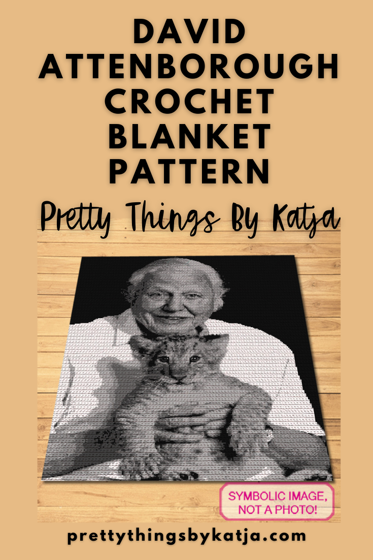 Crochet Portrait David Attenborough - Black and White Crochet Pattern