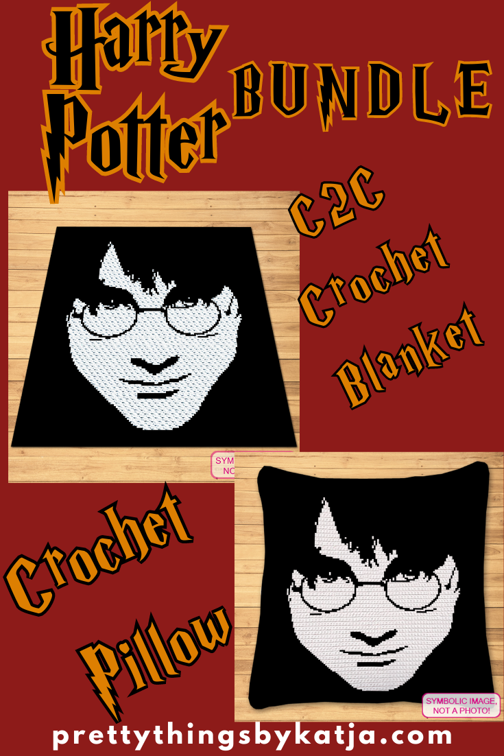 Harry Potter Crochet Pattern BUNDLE - Crochet Celebrity Daniel Radcliffe is a Crochet BUNDLE, a Graph Pattern with Written Instructions for a C2C Crochet Blanket Pattern, and a Tapestry Crochet Pillow; PDF Digital Files. Click to learn more!