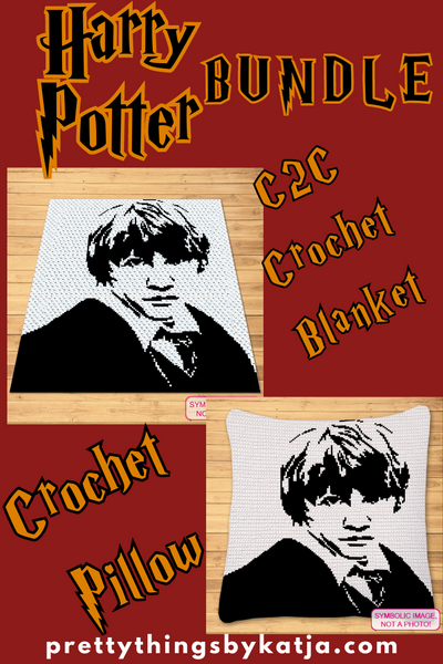 Harry Potter Patterns - Ron Weasley - Crochet Celebrity Rupert Grint, is a Crochet BUNDLE, a Graph Pattern with Written Instructions for a C2C Crochet Blanket Pattern, and a Tapestry Crochet Pillow; PDF Digital Files. Click to learn more!