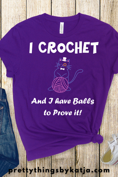 Balls to Prove it is a Jersey Short Sleeve Tee. This Funny Yarn Shirt is a perfect Crochet Lover Gift. This classic unisex jersey short sleeve tee fits like a well-loved favorite. Soft cotton and quality print make users fall in love with it over and over again. Click to learn more!