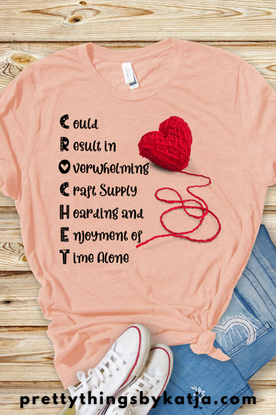 Crochet Quote is a Jersey Short Sleeve Tee. This Funny Yarn Shirt is a perfect Crafter Gift. This classic unisex jersey short sleeve tee fits like a well-loved favorite. Soft cotton and quality print make users fall in love with it over and over again. Click to learn more!