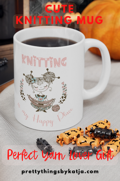 Warm up with a nice cuppa out of this Knitting ceramic coffee mug. Make that "aaahhh!" moment when you finally get a chance to knit even better with this cute Crochet Mug. This is the perfect gift for coffee, tea, and chocolate lovers who enjoy Knitting and Yarn. A Black Knitting Mug is also available. Click for more!