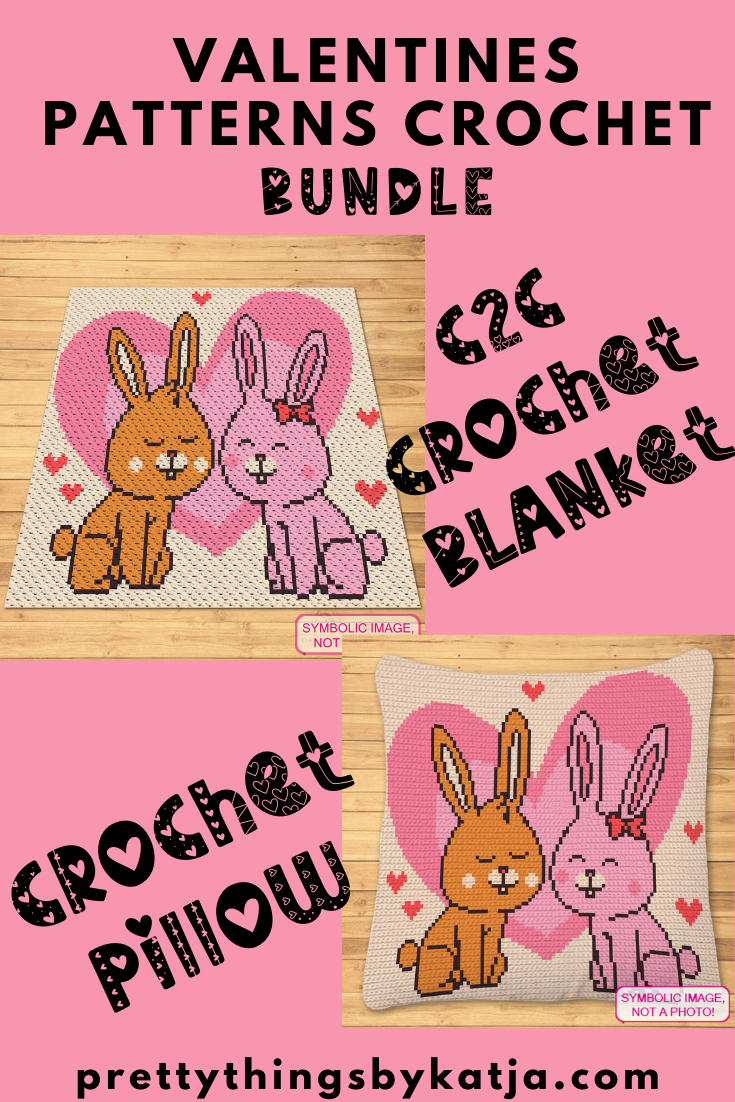 Crochet Bunny Pattern is a Graph Pattern with Written Instructions, PDF Digital Files. This Bundle includes a C2C Blanket Pattern, and a Tapestry Crochet Blanket and Pillow Pattern. Both with Written Instructions. You can use the technique you like better. Click to learn more!
