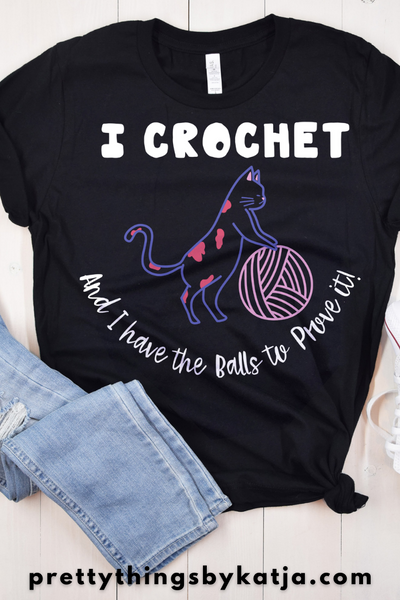 Balls to Prove it is a Jersey Short Sleeve Tee. This Funny Yarn Shirt is a perfect Gift for Crochet Lovers. This classic unisex jersey short sleeve tee fits like a well-loved favorite. Soft cotton and quality print make users fall in love with it over and over again. Click to learn more!
