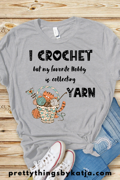 Collecting Yarn Funny Shirt is a Jersey Short Sleeve Tee. This Funny Crafting Tee Shirt is a perfect Crochet Lover Gift. This classic unisex jersey short sleeve tee fits like a well-loved favorite. Soft cotton and quality print make users fall in love with it over and over again. Click for more!