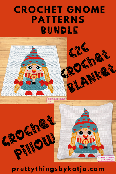 Girl Gnome Crochet Pattern BUNDLE - Christmas C2C Afghan Pattern, and Tapestry crochet Blanket & Pillow Pattern. Both with Written Instructions. Click to learn more!