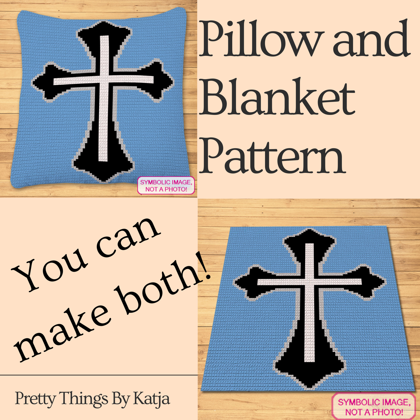 Crochet Cross Pattern, Crochet BUNDLE: Crochet Pillow Pattern, C2C Graphgan Pattern