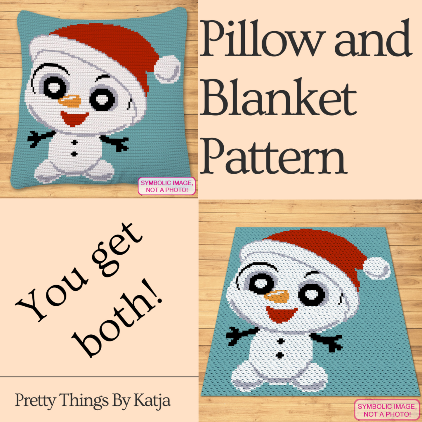 Crochet Snowman Pattern - Tapestry Crochet Blanket Pattern, Christmas Crochet Pillow Pattern