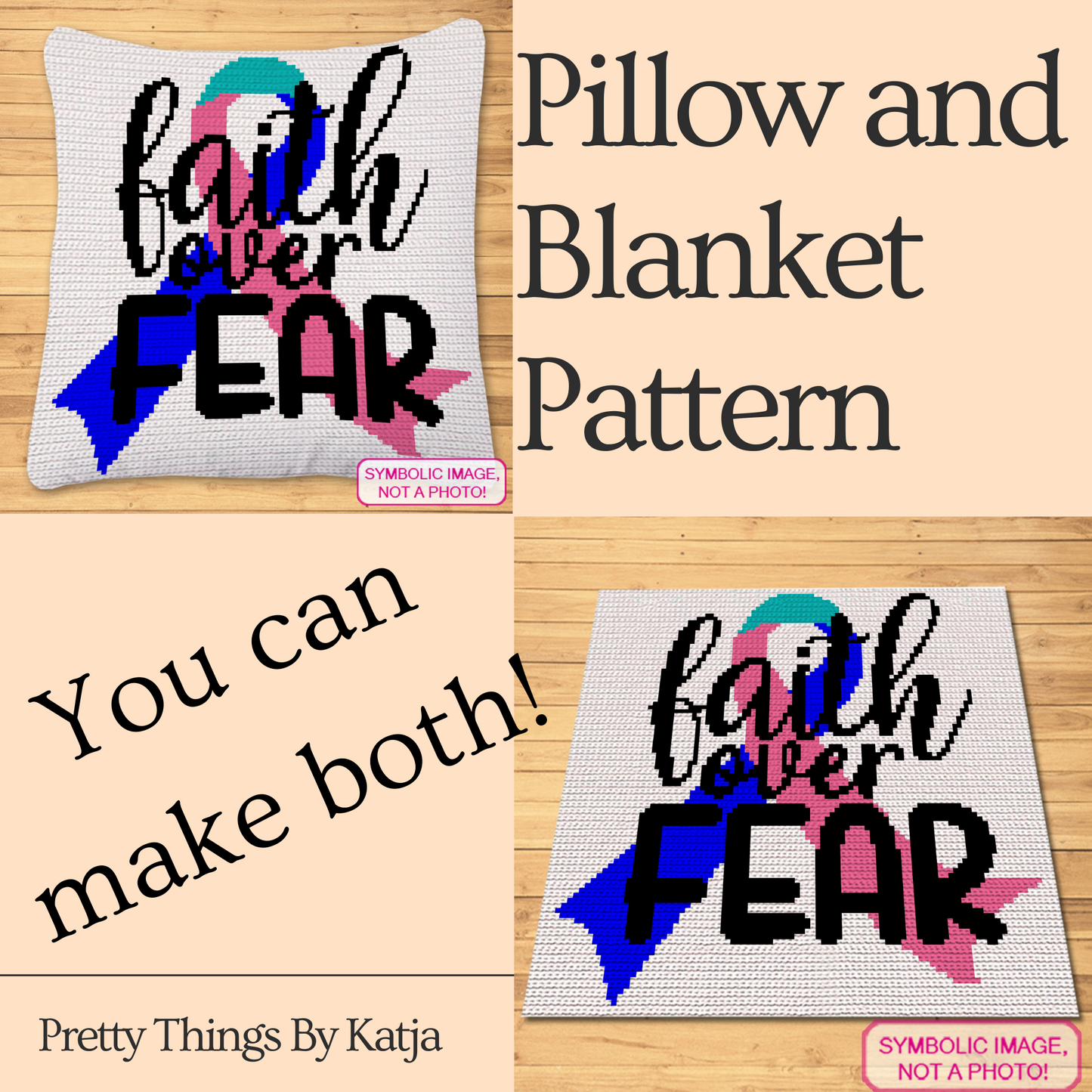 Thyroid Cancer Crochet Pattern - Tapestry Crochet Blanket, and Crochet Pillow Pattern