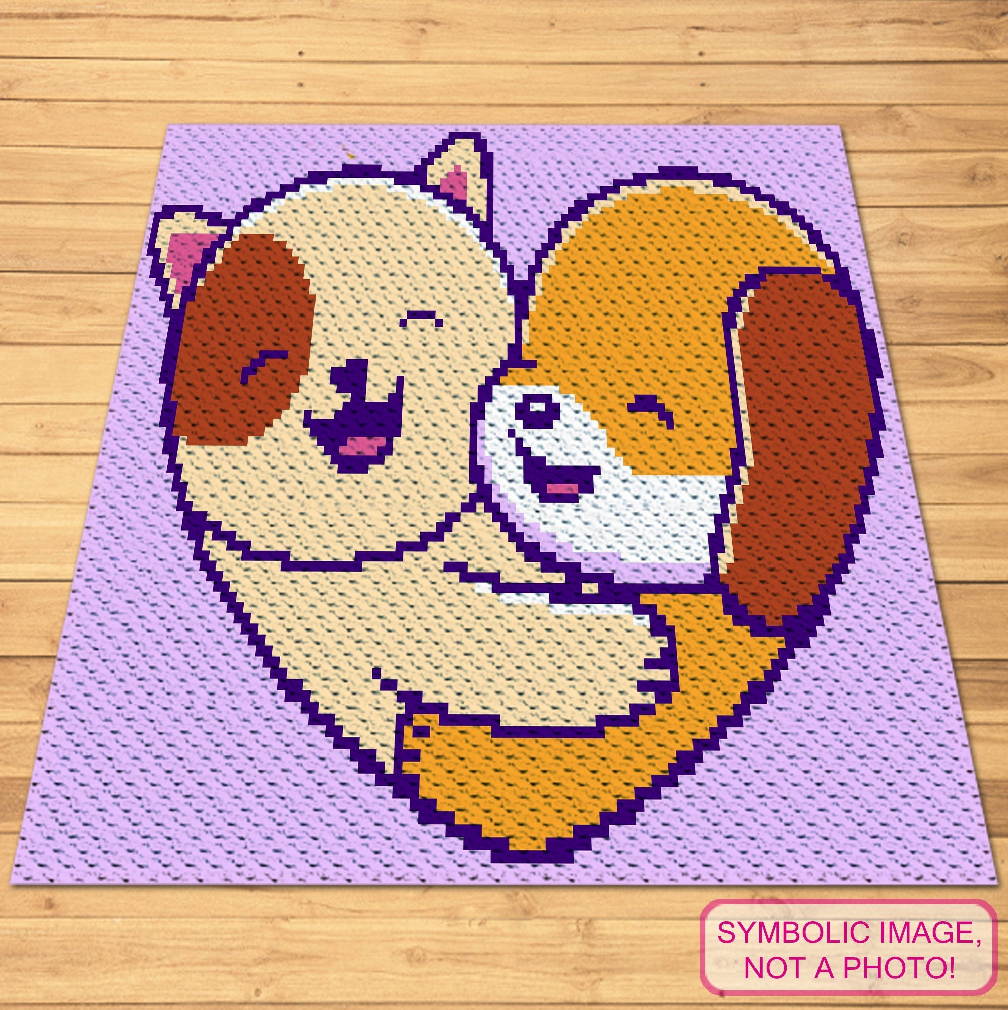 Celebrate the sweet bond between cats and dogs with this adorable 'Cat and Dog Love' C2C Crochet Blanket Pattern!

Featuring a heartwarming image of a cat and dog sharing a hug inside a heart, this design adds a playful and loving touch to any space. Perfect for animal lovers, this cozy blanket makes a delightful gift or a cute addition to your home decor.
Click to learn more!