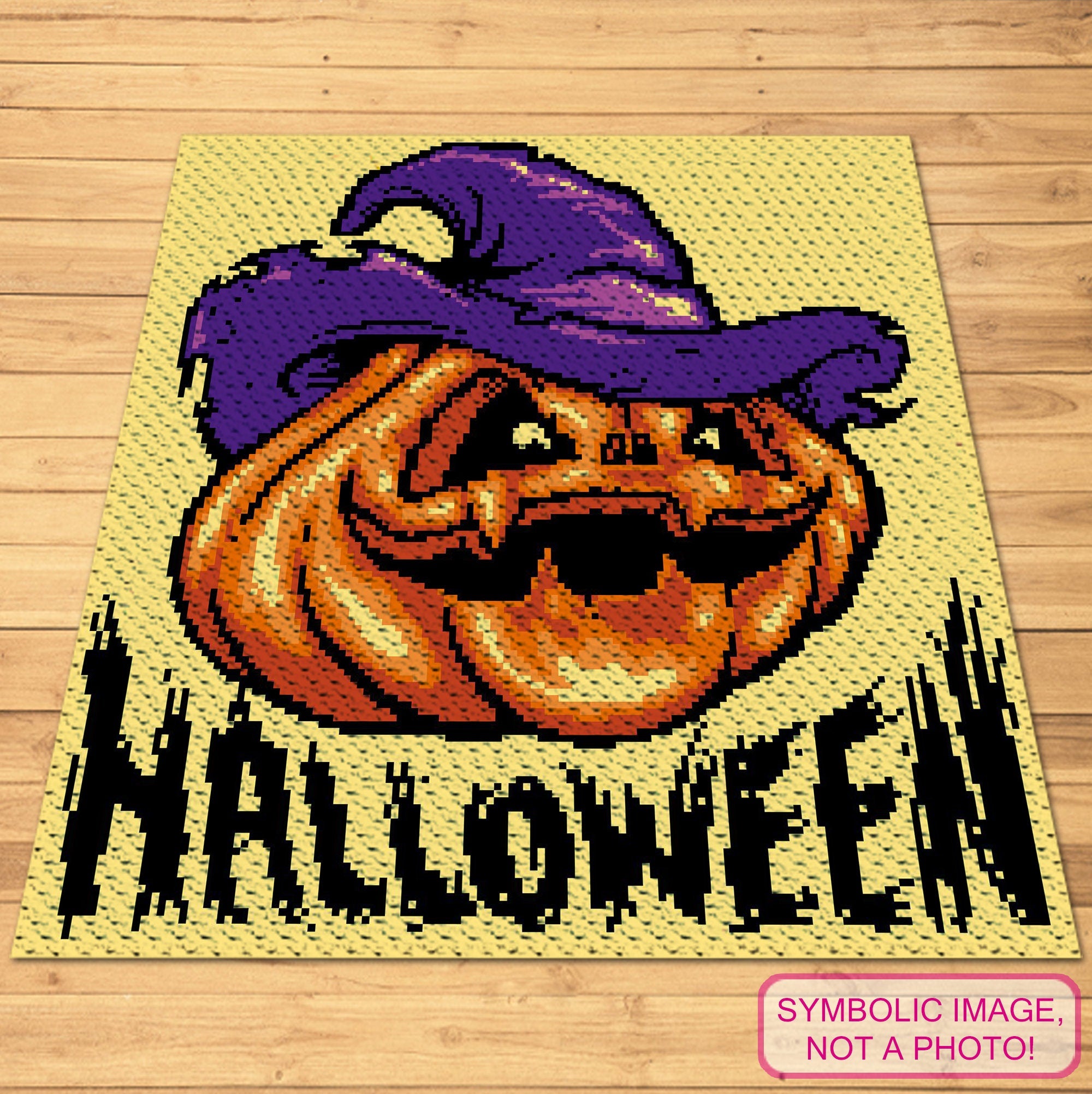 Get into the Halloween spirit with this spooktacular C2C Halloween Crochet Blanket Pattern!

Featuring a creepy yet playful pumpkin with a witch hat and bold 'Halloween' lettering, this corner-to-corner pattern is perfect for adding a festive touch to your home.

This pattern is fun and easy to follow, allowing you to create a vibrant and eerie blanket that will delight both kids and adults alike. 
Click to learn more!