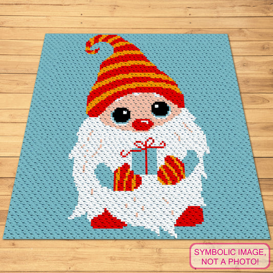 C2C Crochet Gnome Pattern - Christmas crochet Blanket Pattern with Written Instructions. Click to learn more!