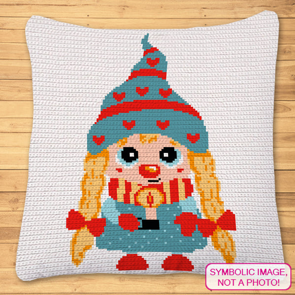 Girl Gnome Crochet Pattern BUNDLE - C2C Graphgan Pattern, and Tapestry crochet Blanket & Pillow Pattern. Both with Written Instructions. Click to learn more!