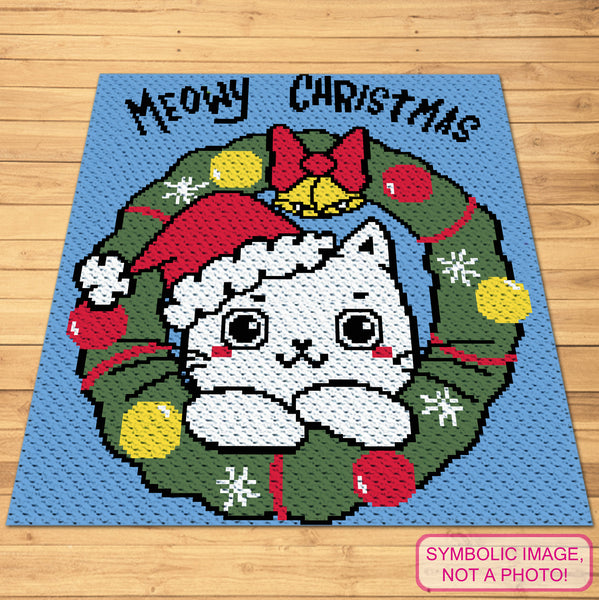Meowy Christmas Crochet Pattern - C2C Blanket Pattern