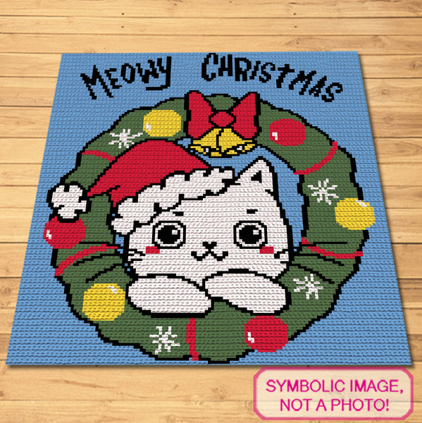 Meowy Christmas Crochet BUNDLE - C2C Blanket Pattern, Crochet Pillow Pattern
