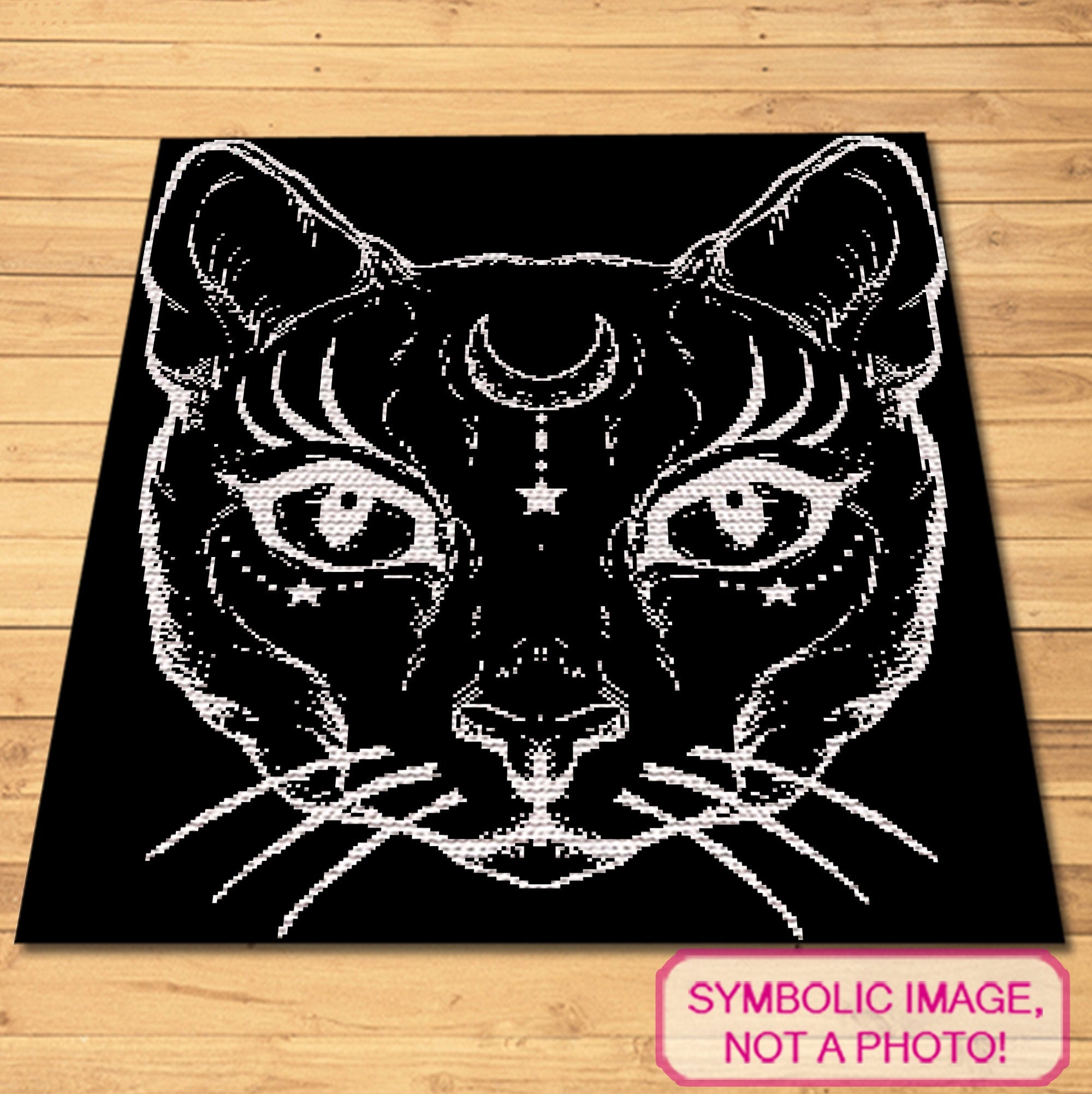 Create a mesmerizing and magical masterpiece with this Mystical Cat SC Blanket Pattern from Pretty Things By Katja.

Featuring a stunning black cat adorned with stars and a crescent moon, this detailed design measures 227 x 278 stitches and uses only two colors for a bold, captivating look. Ideal for advanced crocheters, this pattern brings an enchanting, celestial vibe to your crochet projects.

Perfect as a statement piece for your home or as a unique gift.
Click to learn more!