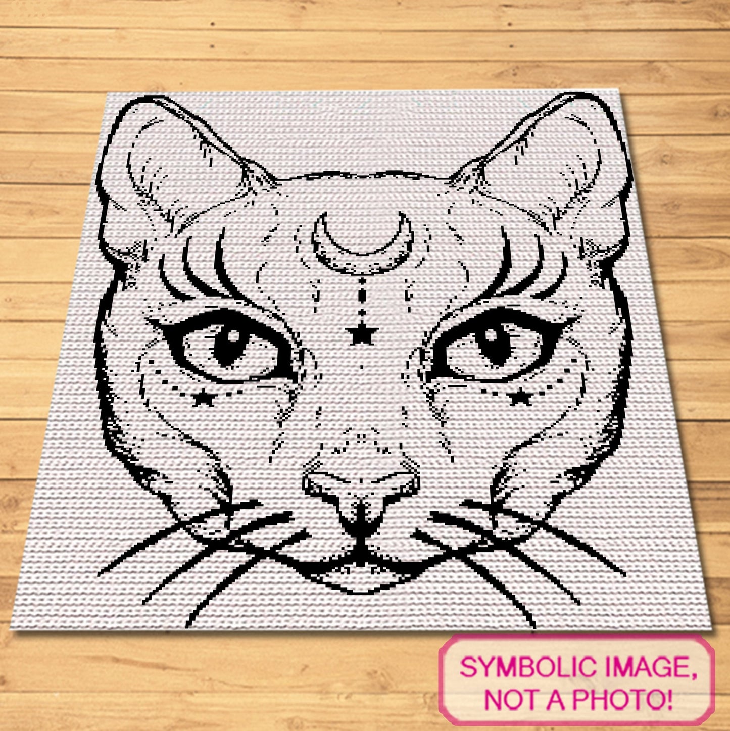 Create a mesmerizing and magical masterpiece with this Mystical Cat SC Blanket Pattern from Pretty Things By Katja.

Featuring a stunning black cat adorned with stars and a crescent moon, this detailed design measures 227 x 278 stitches and uses only two colors for a bold, captivating look. Ideal for advanced crocheters, this pattern brings an enchanting, celestial vibe to your crochet projects.

Perfect as a statement piece for your home or as a unique gift.
Click to learn more!