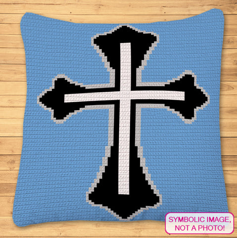 Crochet Cross Pattern, Tapestry Crochet Crochet Pillow Pattern