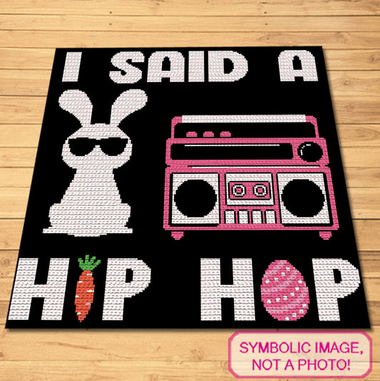 🎵🐰 "I Said a Hip Hop!" - Easter Tapestry Crochet Blanket Pattern 🐰🎶

Get ready to drop some beats and stitches with this fun, funky, and festive crochet pattern! This tapestry crochet blanket pattern features a cool bunny rocking sunglasses, a retro boombox, and playful lettering with a carrot and Easter egg twist! 🥕🎶