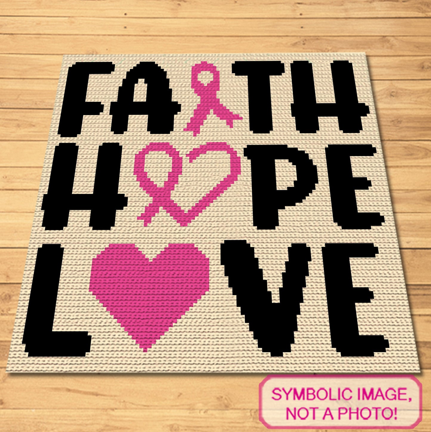 Faith Hope Love - Tapestry Crochet Blanket Pattern, Crochet Pillow Pattern