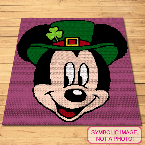 FREE Disney St. Patrick's Day Crochet Pattern - Mickey Mouse Crochet Pattern  This is a Tapestry Crochet Blanket Pattern. The Pattern also includes instructions to create the Pillow. Click to learn more!