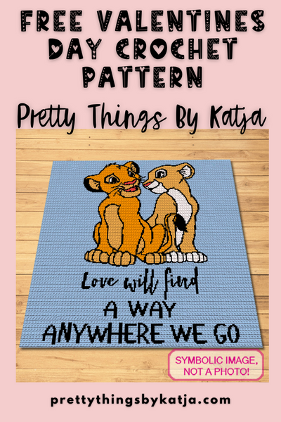 FREE Valentines Day Crochet Pattern - The Lion King Crochet Pattern. This is a Tapestry Crochet Blanket Pattern. Perfect Romantic gift for a Disney lover. Click to download!
