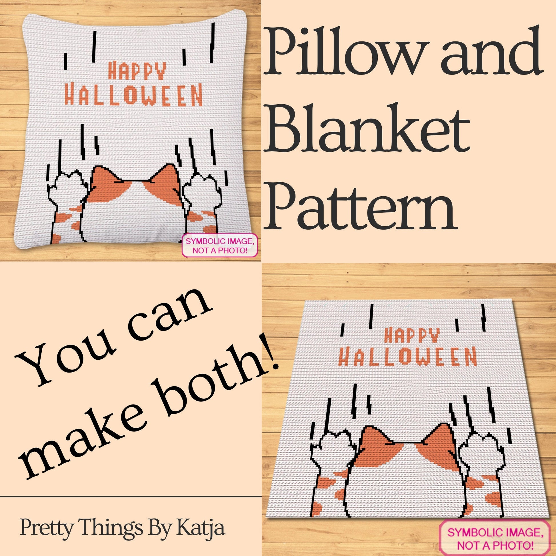 Crochet Halloween Cat Pattern is a Graph Pattern with Written Instructions, PDF Digital Files. Click to learn more!

This is a Tapestry Crochet (SC) Blanket and Pillow Pattern with Written Instructions.
Click to learn more!