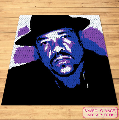 Pay tribute to the legendary rapper and actor with this striking Ice T C2C Crochet Blanket Pattern!

Designed for fans of hip-hop and pop culture, this corner-to-corner pattern captures Ice T's iconic expression in bold, contrasting colors. The pattern is fun and allows you to create a unique piece of art that doubles as a cozy blanket. 
Click to learn more!